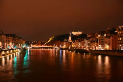 Lyon, France at night